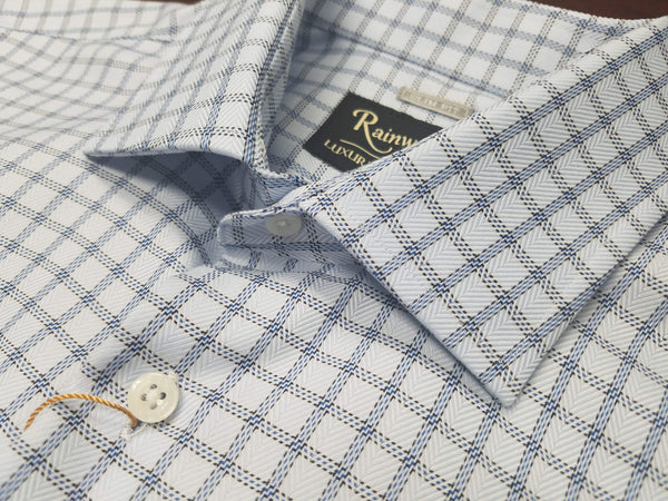 Rainwater's 100% Cotton Non-Iron Light Blue Check Slim Fit Dress Shirt - Rainwater's Men's Clothing and Tuxedo Rental