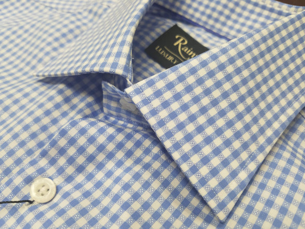 Rainwater's 100's Two Ply 100% Cotton Blue Gingham Tonal Spread Collar Dress Shirt - Rainwater's Men's Clothing and Tuxedo Rental