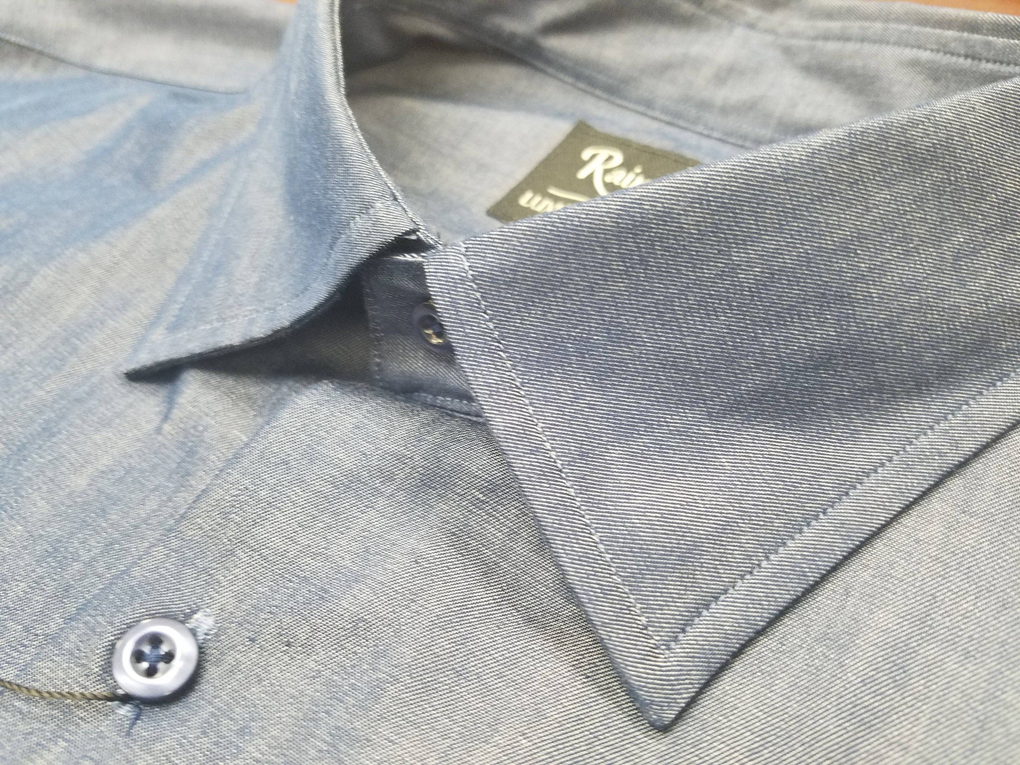 Rainwater's Denim Hidden Button Down Denim Dress Shirt - Rainwater's Men's Clothing and Tuxedo Rental