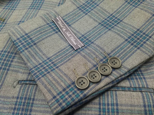 Rainwater's Grey With Blue Plaid Super 140's Wool Sport Coat - Rainwater's Men's Clothing and Tuxedo Rental