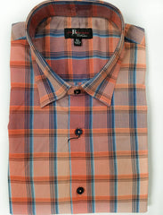 Jon Randall Collection Orange Plaid Sport Shirt - Rainwater's Men's Clothing and Tuxedo Rental