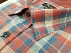 Jon Randall Collection Blue and Peach Plaid Sport Shirt - Rainwater's Men's Clothing and Tuxedo Rental