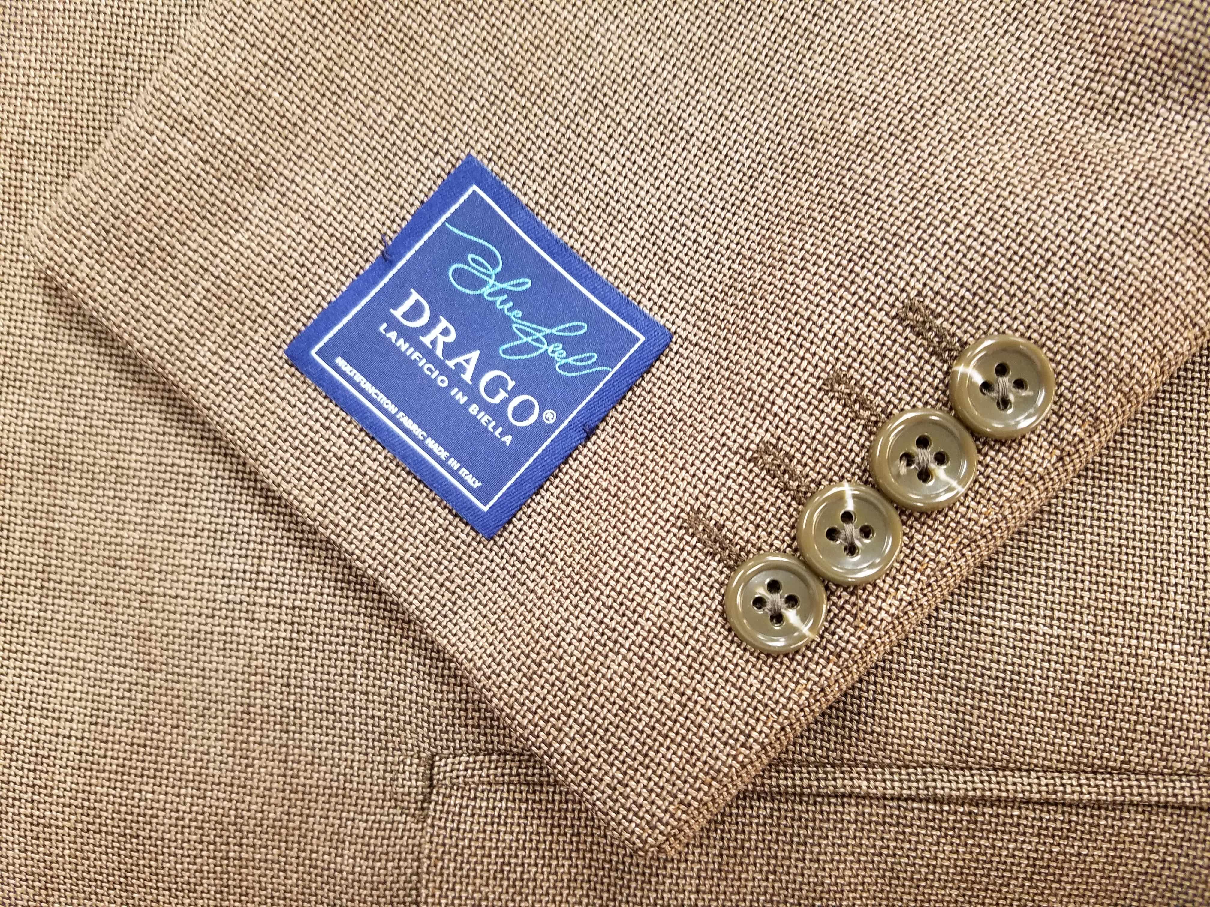 Mocha Color Sport Coat 100% Wool Fabric by Drago of Italy
