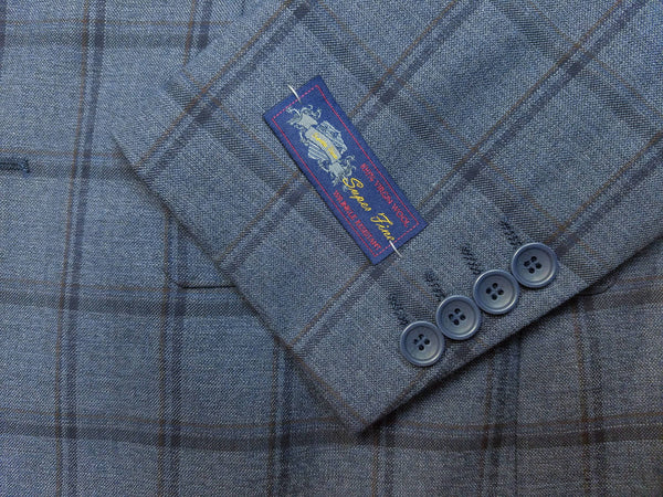 Rainwater's Medium Blue Windowpane Virgin Wool Sport Coat - Rainwater's Men's Clothing and Tuxedo Rental