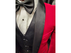 '-Rainwater's -Rainwater's - Tuxedo Rental - Red Velvet With Black Shawl Tuxedo Rental -