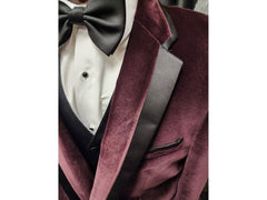 '-Rainwater's -Rainwater's - Tuxedo Rental - Burgundy Velvet Notch Lapel Tuxedo Rental -