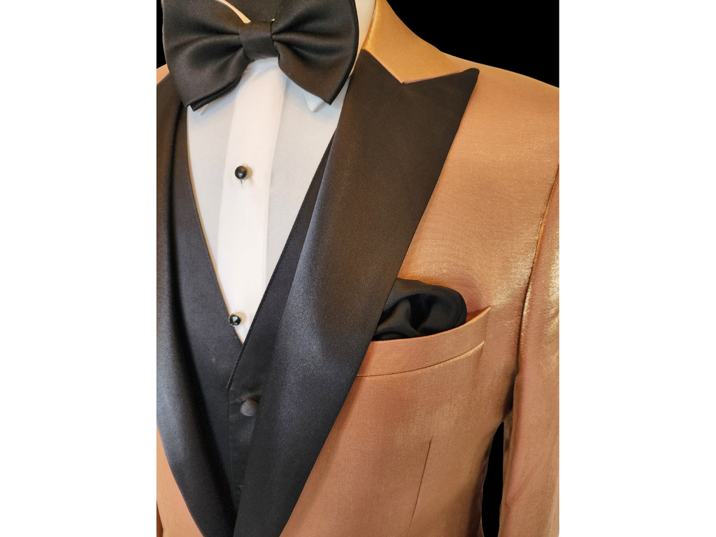 Rose Gold Luster Peak lapel Dinner Jacket Tuxedo Rental | Rainwater's Rose Gold Luster Peak lapel Dinner Jacket Tuxedo Rental | Rainwater's