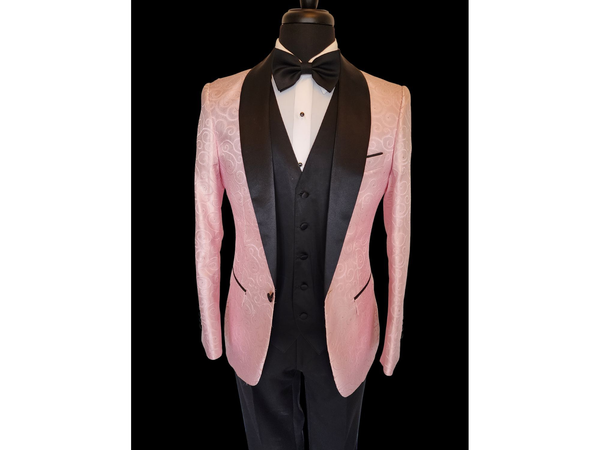Pink Swirl & Dot Textured Shawl Tuxedo Rental