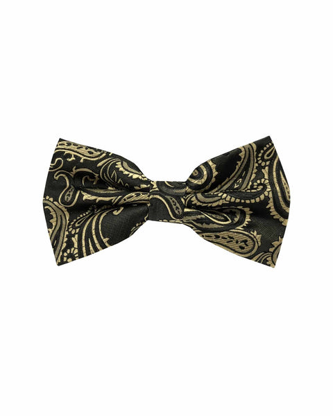 Bow Tie In Paisley Pattern Gold & Black - Rainwater's Men's Clothing and Tuxedo Rental