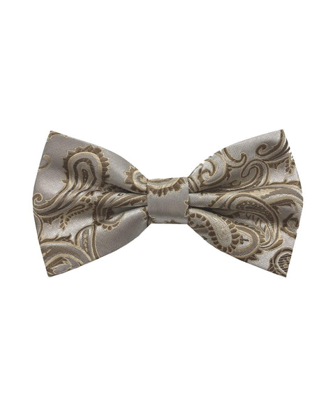 Bow Tie In Paisley Pattern Champagne & Brown - Rainwater's Men's Clothing and Tuxedo Rental