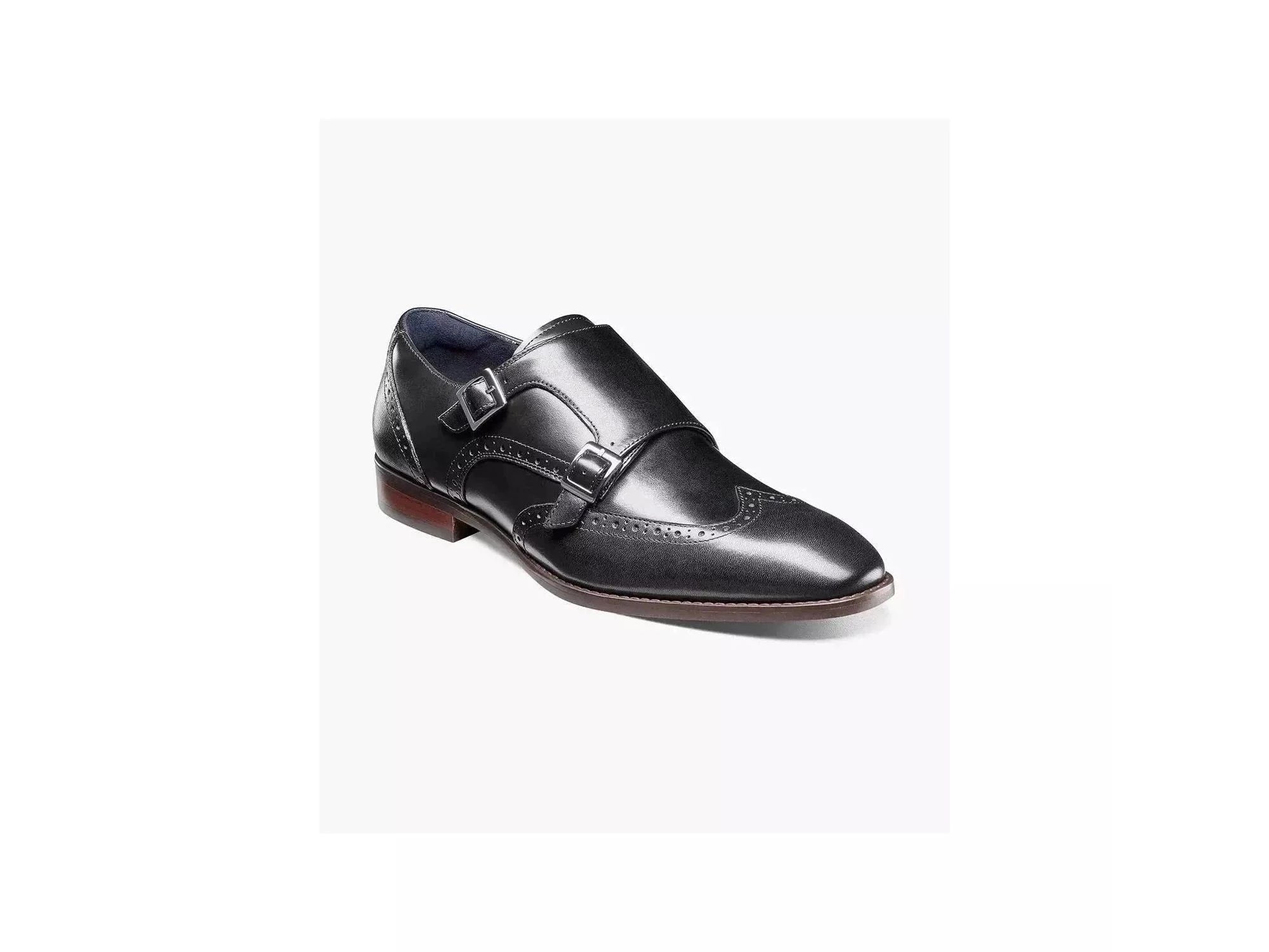 -Rainwater's -Stacy Adams - Shoes - Stacy Adams Karson Wingtip Double Monk Strap In Black -