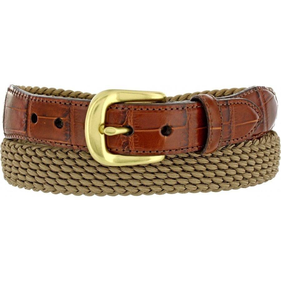 Brighton Braided Stretch Belt with Croco Leather in Khaki - Rainwater's Men's Clothing and Tuxedo Rental