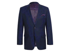Rainwater's Classic Fit Navy Blazer -100% Wool Hopsack With Bone Buttons - Rainwater's