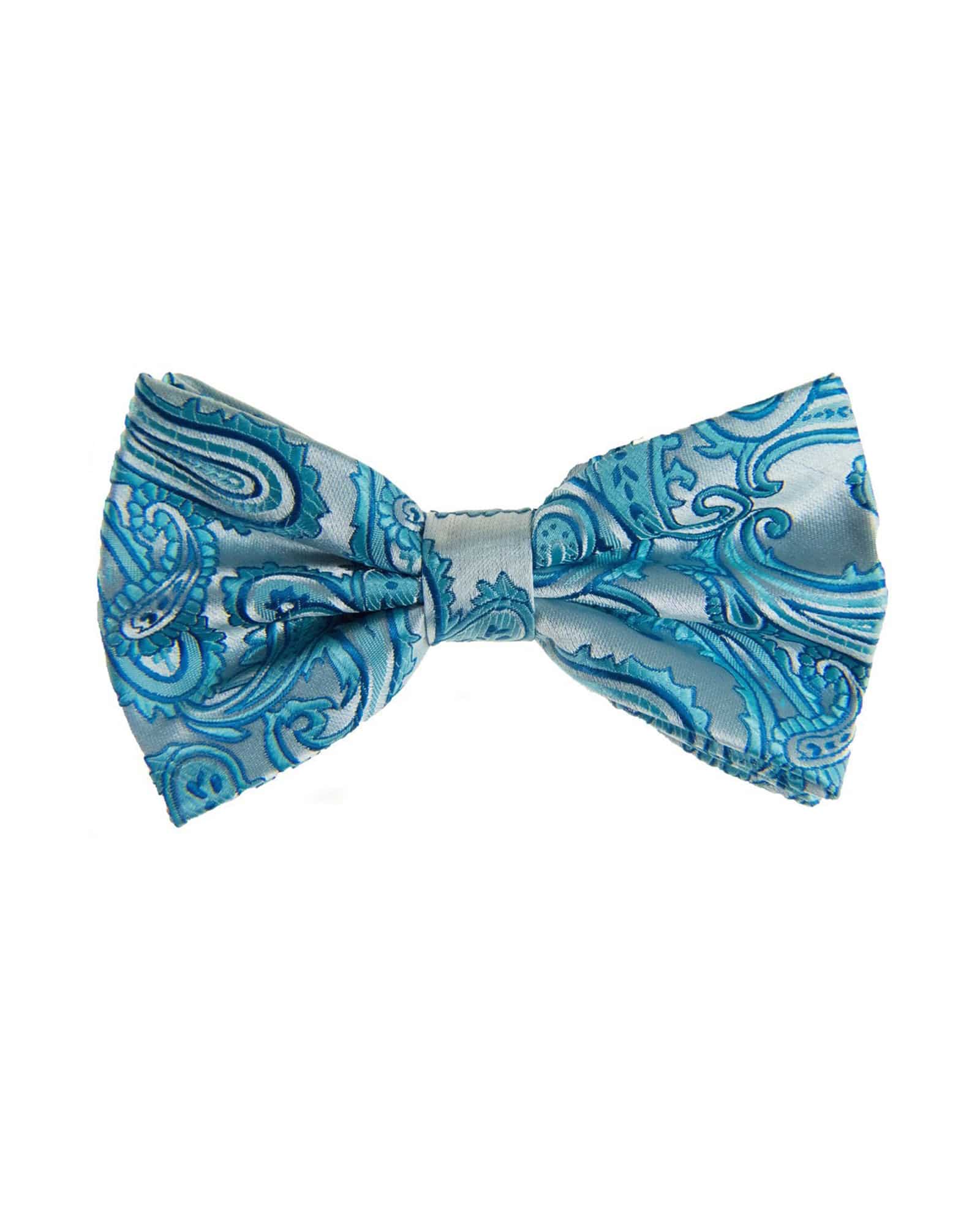 Bow Tie In Paisley Pattern Light Blue - Rainwater's Men's Clothing and Tuxedo Rental