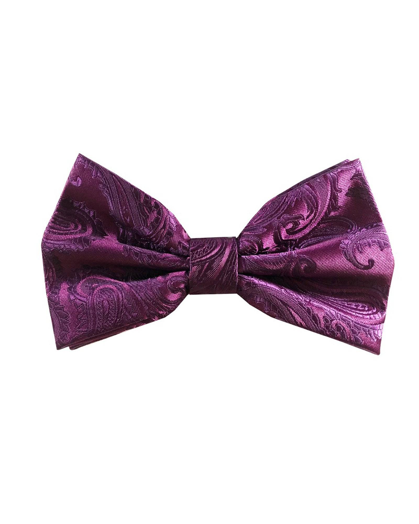Bow Tie In Paisley Pattern Eggplant - Rainwater's Men's Clothing and Tuxedo Rental