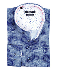 Grey With Blue Paisley Sport Shirt - Rainwater's Men's Clothing and Tuxedo Rental