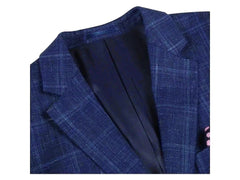 -Rainwater's -Rainwater's - Sport Coats & Blazers - Rainwater's Navy Window Pane Classic Fit Wool & Linen Sport Coat -