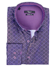 Purple Circle Print Sport Shirt - Rainwater's Men's Clothing and Tuxedo Rental