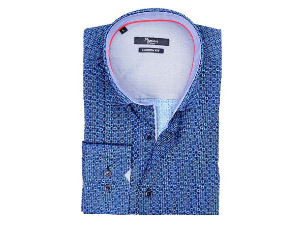 Deep Blue Tiny Print Sport Shirt - Rainwater's Men's Clothing and Tuxedo Rental