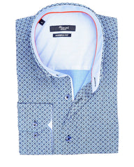 Light Blue Tiny Print Sport Shirt - Rainwater's Men's Clothing and Tuxedo Rental