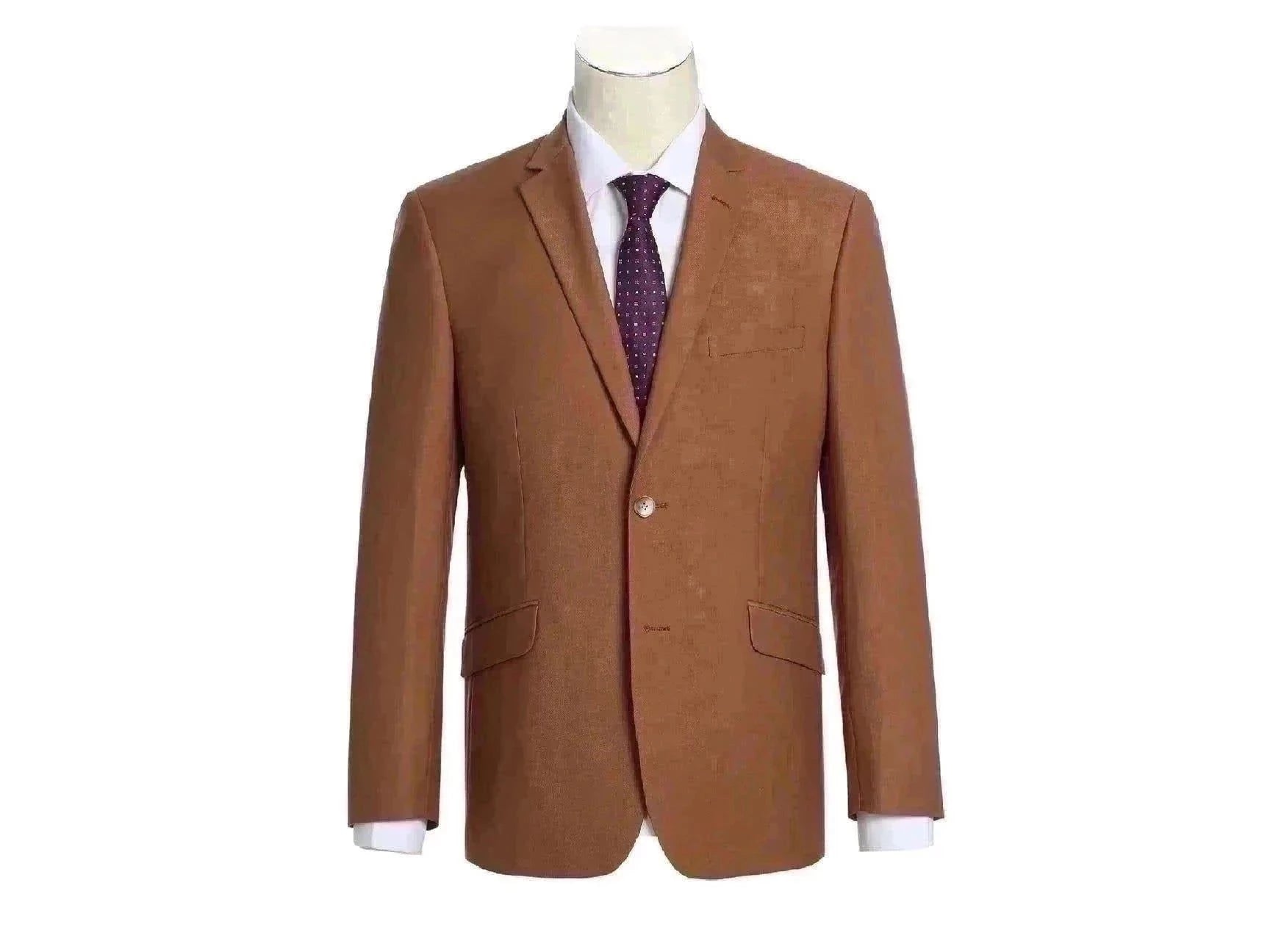-Rainwater's -Rainwater's - Suits - Rainwater's Fine Tropical Weight Man Made Fabric Slim Fit Suit In Rust -