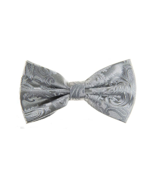 Bow Tie In Paisley Pattern Silver - Rainwater's Men's Clothing and Tuxedo Rental