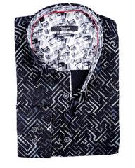 Black Geometric Mosaic Sport Shirt - Rainwater's Men's Clothing and Tuxedo Rental