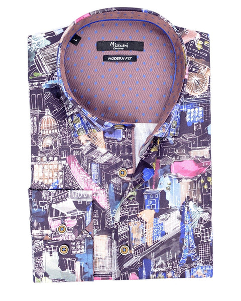 Multi-Color City-scape Sport Shirt - Rainwater's Men's Clothing and Tuxedo Rental