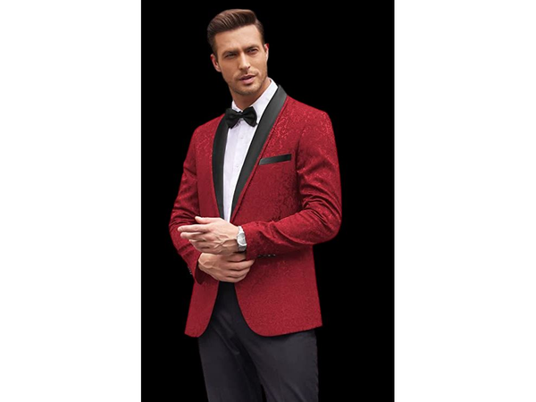 Red Textured Shawl Tuxedo Rental