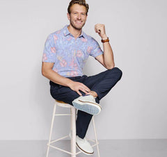 Johnston & Murphy Polo Shirt in Floral Pattern - Rainwater's Men's Clothing and Tuxedo Rental
