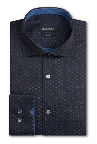 Bugatchi Navy Blue Neat Print Classic Fit - Rainwater's Men's Clothing and Tuxedo Rental