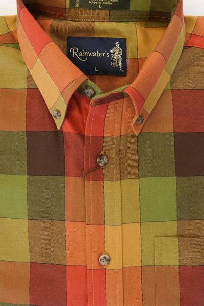 Autumn Colors Plaid Button Down in Cotton & Wool by Rainwater's - Rainwater's Men's Clothing and Tuxedo Rental
