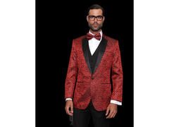 '-Rainwater's -Rainwater's - Tuxedo Rental - Red Swirl Dinner Jacket Tuxedo Rental -