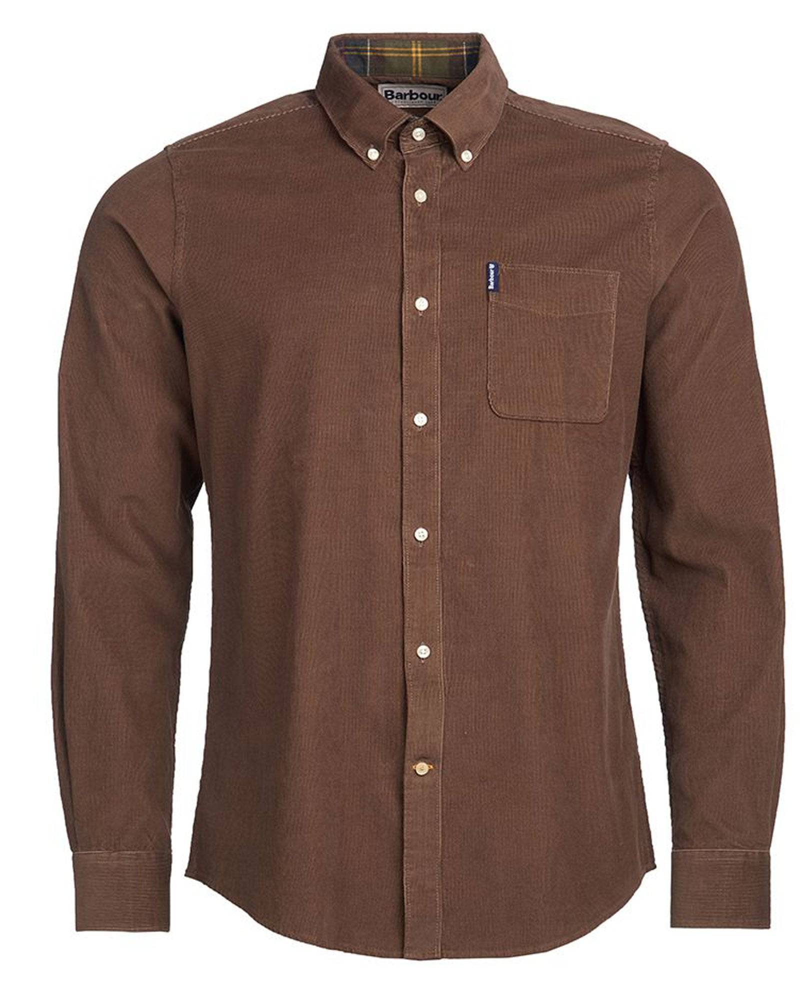 Barbour Cord 2 Cordoroy Button Down Collar Tailored Button Up Shirt In Brown - Rainwater's Men's Clothing and Tuxedo Rental