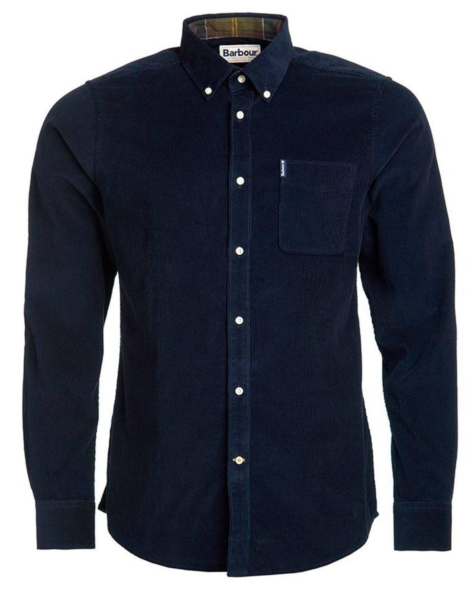 Barbour Cord 2 Cordoroy Button Down Collar Tailored Button Up Shirt In Navy - Rainwater's Men's Clothing and Tuxedo Rental
