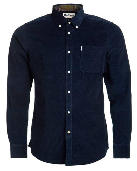 Barbour Cord 2 Cordoroy Button Down Collar Tailored Button Up Shirt In Navy - Rainwater's Men's Clothing and Tuxedo Rental