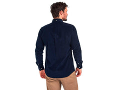 Barbour Cord 2 Cordoroy Button Down Collar Tailored Button Up Shirt In Navy - Rainwater's Men's Clothing and Tuxedo Rental