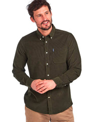 Barbour Cord 2 Cordoroy Button Down Collar Tailored Button Up Shirt In Forest - Rainwater's Men's Clothing and Tuxedo Rental