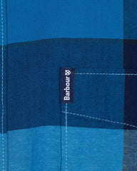 Barbour Douglas Aqua Plaid Short Sleeve Button Down Collar Tailored Fit Shirt - Rainwater's Men's Clothing and Tuxedo Rental