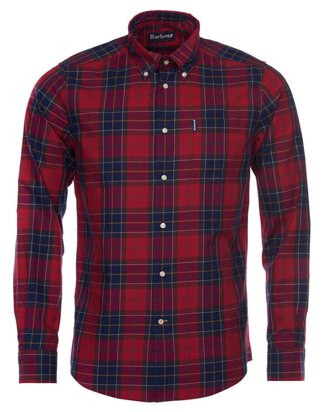 Barbour Wetheram Red Tartan Plaid Button Down Collar Shirt in Tailored Fit - Rainwater's Men's Clothing and Tuxedo Rental