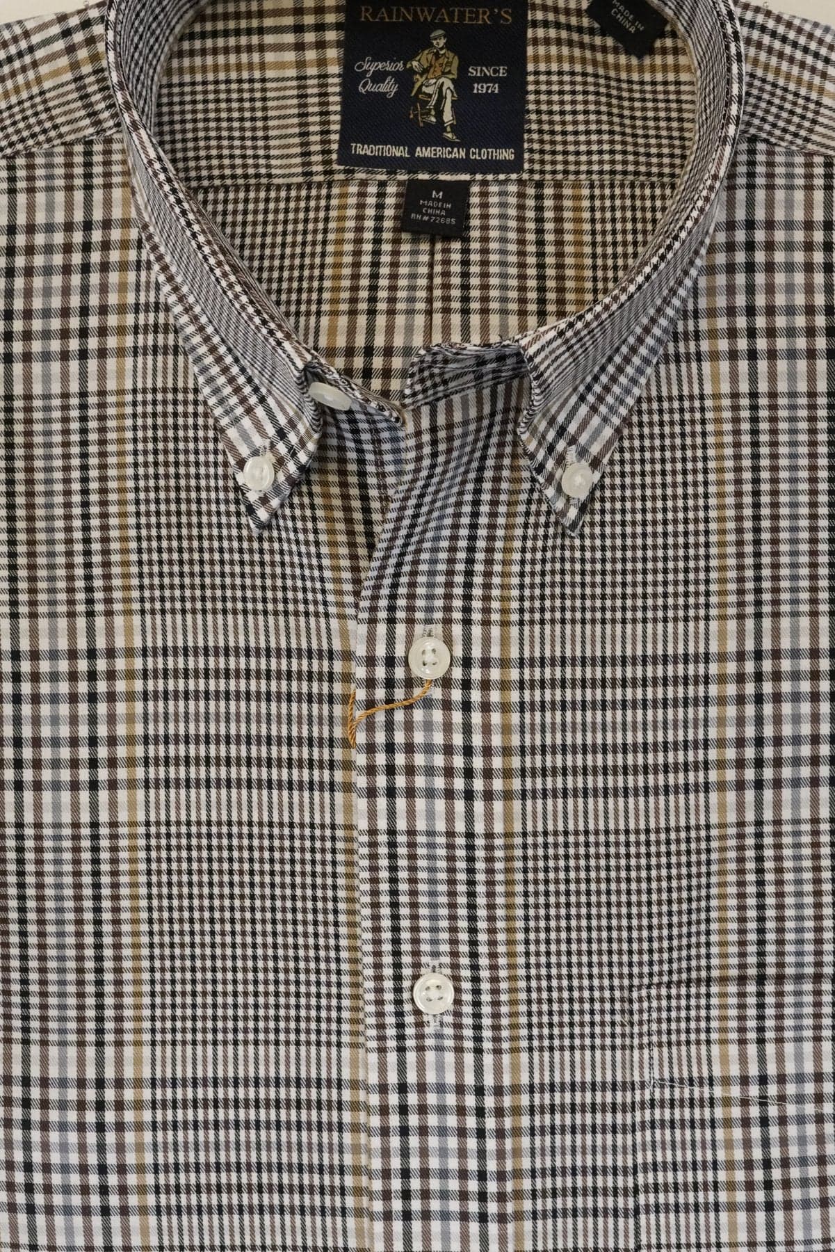 Black Brown & Camel Plaid Button Down Wrinkle Free Sport Shirt - Rainwater's Men's Clothing and Tuxedo Rental