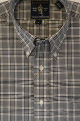 Black & White with Brown Plaid Button Down Wrinkle Free Sport Shirt by Rainwater's - Rainwater's Men's Clothing and Tuxedo Rental