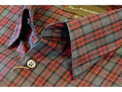 Black with Grey and Red Plaid Cotton Hidden Button-down by Dean Rainwater - Rainwater's Men's Clothing and Tuxedo Rental