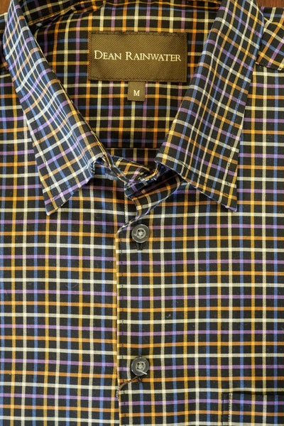 Black with Khaki, Blue, and Purple Tattersall Check by Dean Rainwater - Rainwater's Men's Clothing and Tuxedo Rental