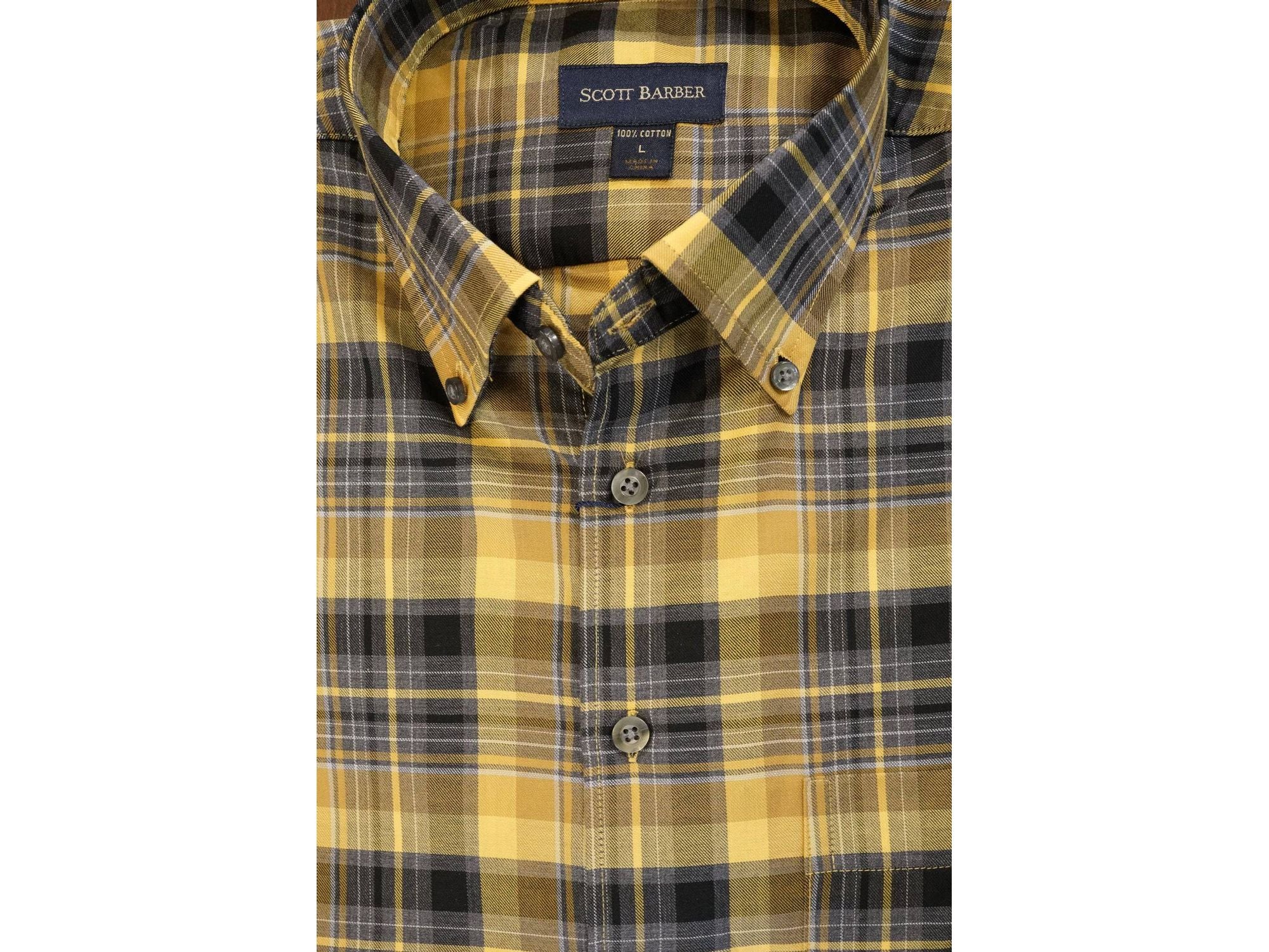 Scott Barber Gold Black Plaid Button Up Shirt