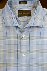 Blue and Navy Plaid Cotton Spread Collar by Dean Rainwater - Rainwater's Men's Clothing and Tuxedo Rental