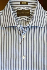 Blue and Navy Stripe Cotton Spread Collar by Dean Rainwater - Rainwater's Men's Clothing and Tuxedo Rental