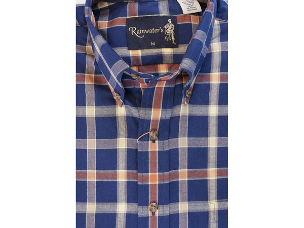 Blue with Khaki and Cinnamon Brown Plaid in Cotton & Wool by Rainwater's - Rainwater's Men's Clothing and Tuxedo Rental