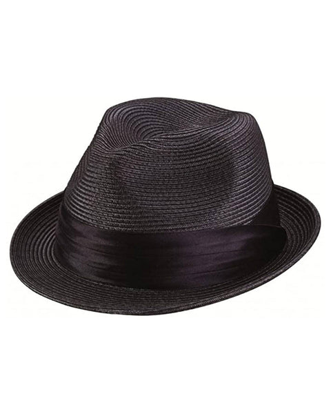 Broner Solid Dark Grey Staw With Black Band Fedora - Rainwater's Men's Clothing and Tuxedo Rental