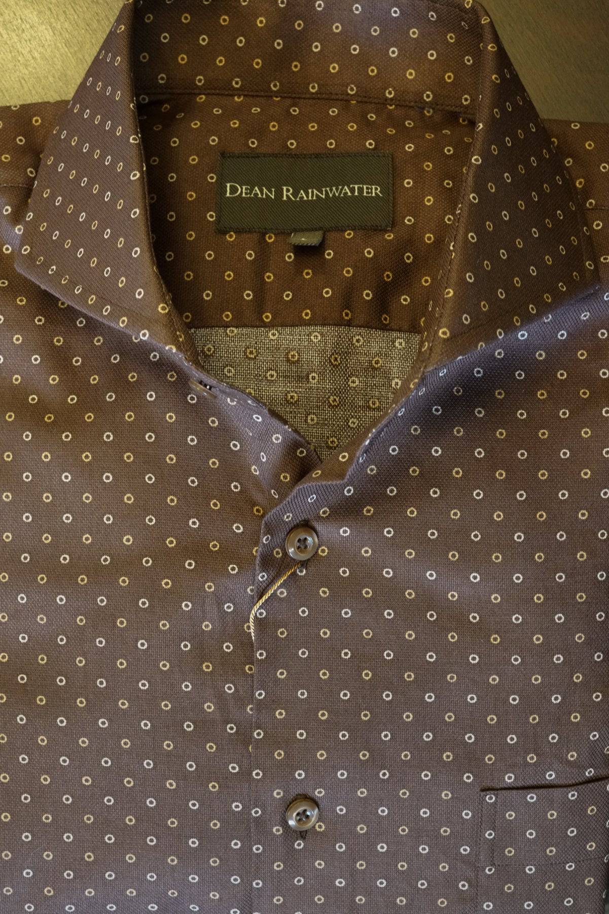 Brown Circle Dot Cotton Cutaway Collar by Dean Rainwater - Rainwater's Men's Clothing and Tuxedo Rental